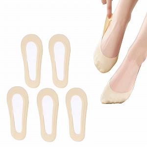 Носки женские Ankle, 5 пар, нейлоновые, невидимые, дышащие, для кроссовок, легкие, короткие носки-балетки с нескользящим силиконом, телесный цвет, белый - Фото 1