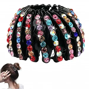 Заколка для волос Тип «Птичье гнездо» Bexdug со стразами, расширяемая, держатель для волос со стразами, аксессуары для волос, пучок со стразами «Птичье гнездо», зажим для волос «Птичий хвост» для женщин и девушек - Фото 1