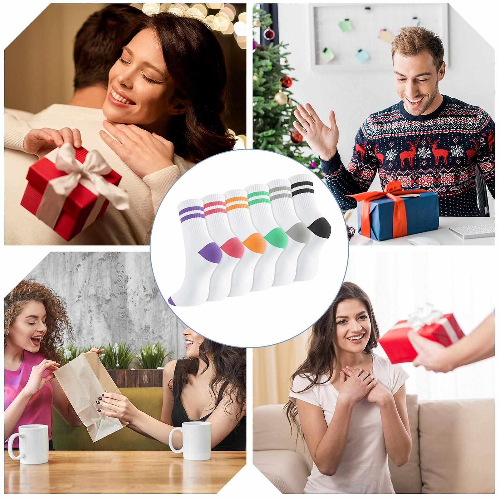 Носки теннисные женские 6 пар, 38-42, носки спортивные хлопковые разноцветные ретро теннисные спортивные носки в полоску, фото №6