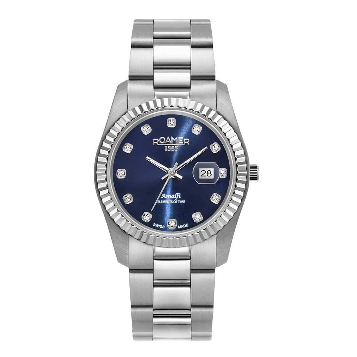 Женские часы Roamer Amalfi 852844, серебристый/серебристый/синий, браслет, фото №1 Женские часы Roamer Amalfi 852844, серебристый/серебристый/синий, браслет, фото №1