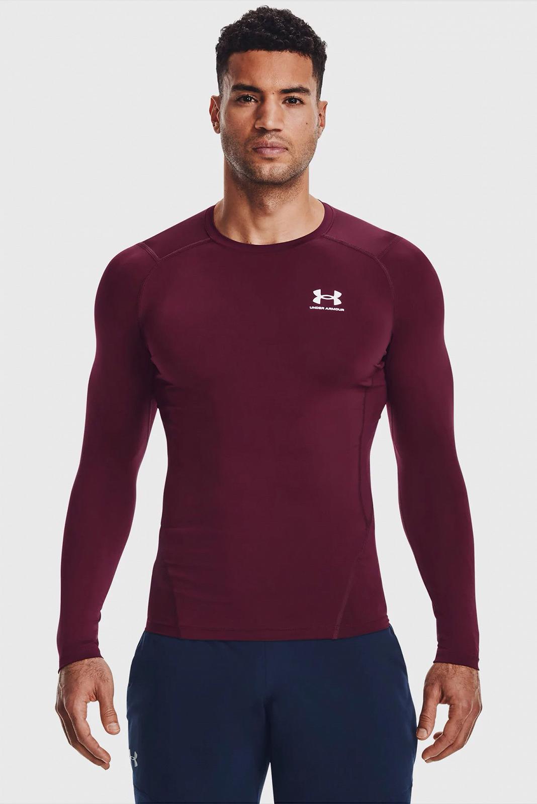 Лонгслів UA HG Armour Comp LS бордовий  S, фото №1