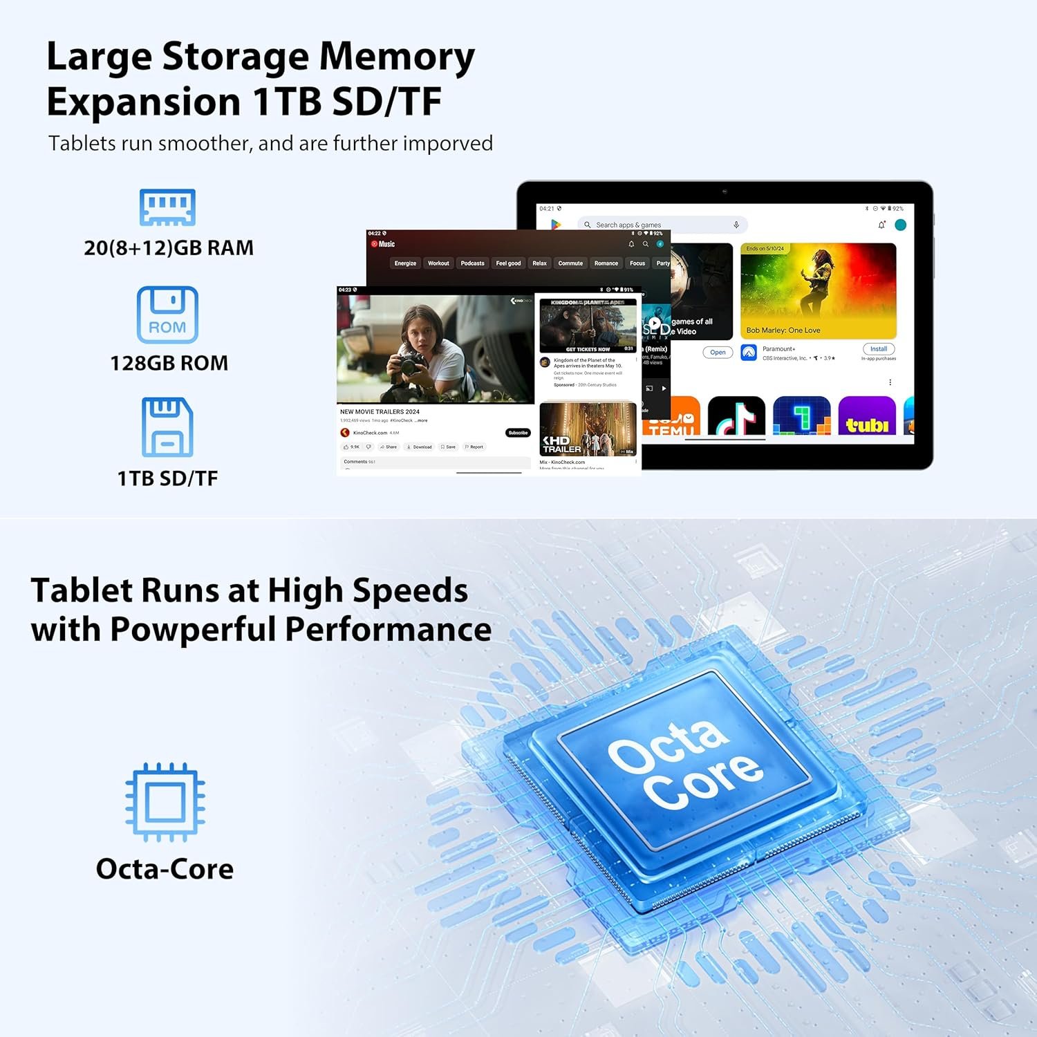 Планшет 10.1" Foruser L231 12+24/128Gb 8 ядер Android 14 8000 mAh Сірий, фото №3