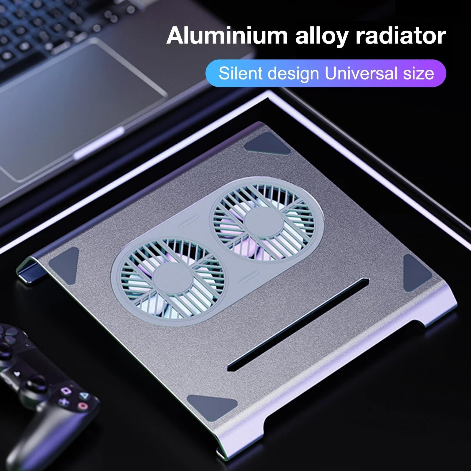 Охладитель для ноутбука Алюминиевый сплав Два вентилятора Разъем Type-C Cерый, фото №3 Охладитель для ноутбука Алюминиевый сплав Два вентилятора Разъем Type-C Cерый, фото №3
