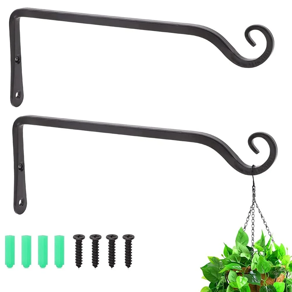 Тримачі для підвісних кошиків набір 2 шт. 18 см Залізо Чорний, фото №1 Тримачі для підвісних кошиків набір 2 шт. 18 см Залізо Чорний, фото №1