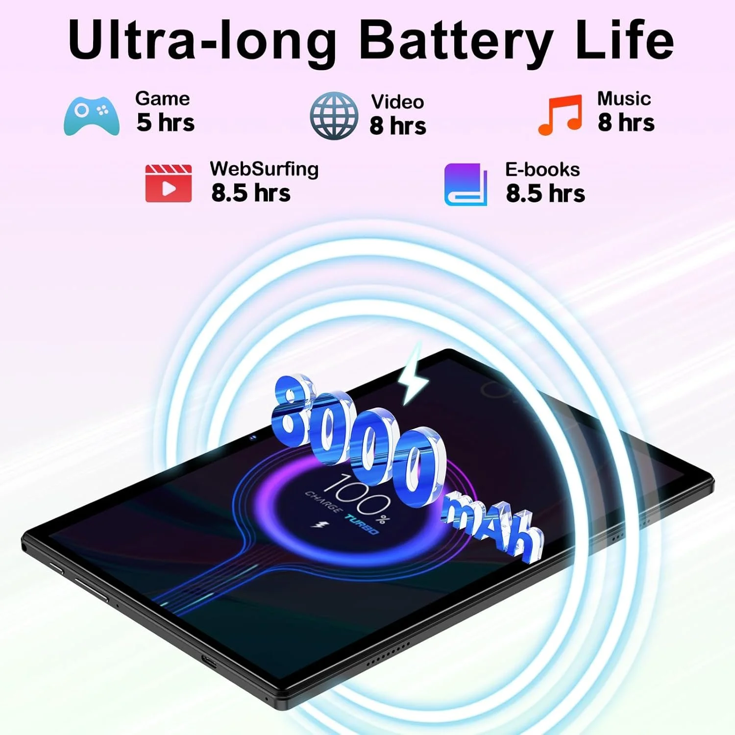 Планшет 10.1" DEERTIME E9 6+16/128Gb Android 14 8000 mAh Черный, фото №3