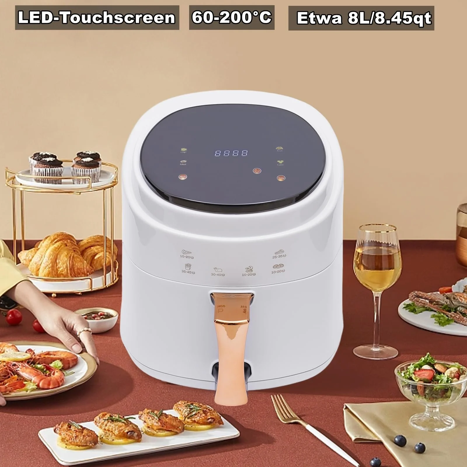 Мультипіч Smart 8 л 1400 Вт LED Безщітковий двигун Біла, фото №2 Мультипіч Smart 8 л 1400 Вт LED Безщітковий двигун Біла, фото №2