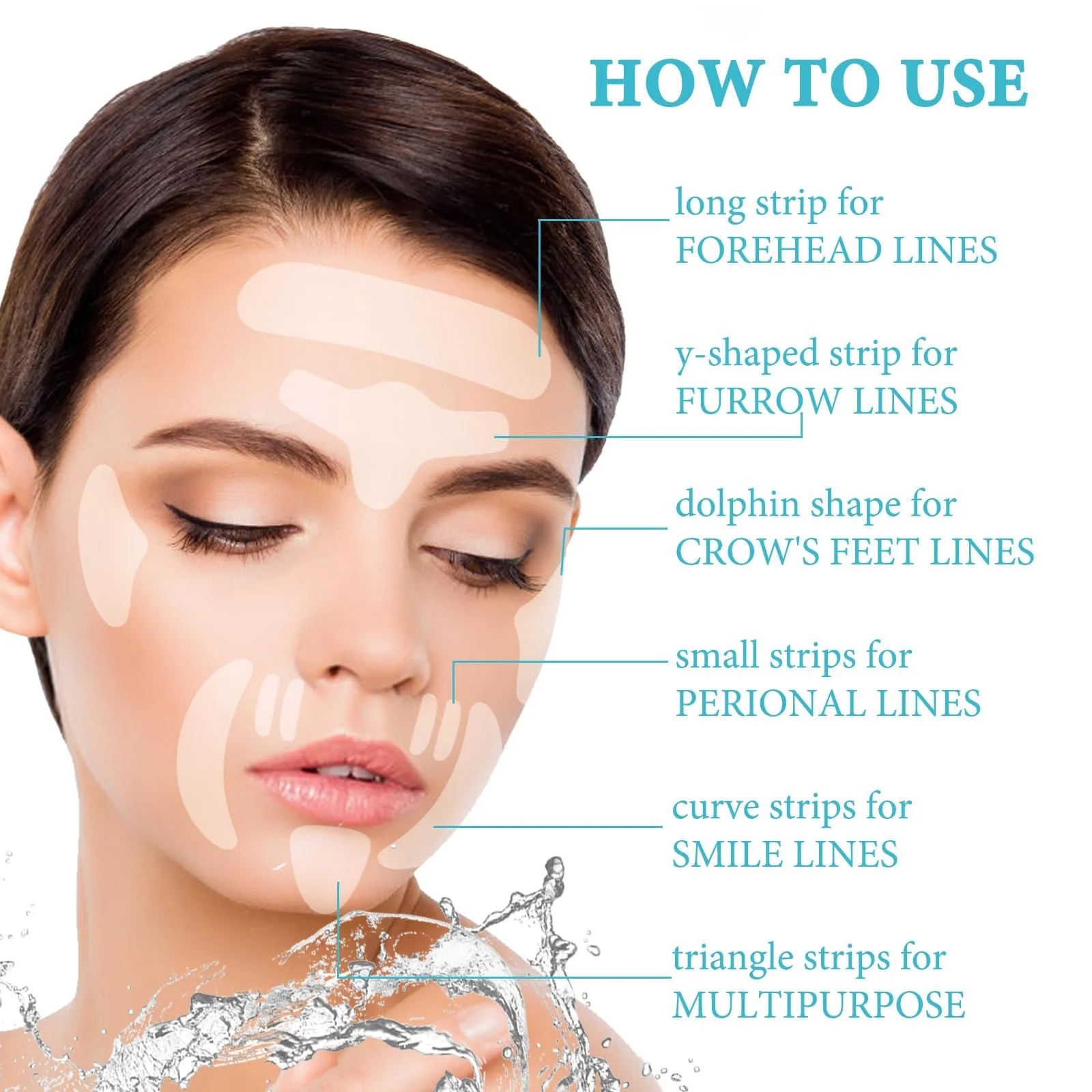 Патчі проти зморшок 256 шт Багаторазові смужки для видалення зморшок, фото №2