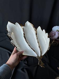 Менажниця у вигляді листка порцеляна з золотою оконтовкою - Фото 1