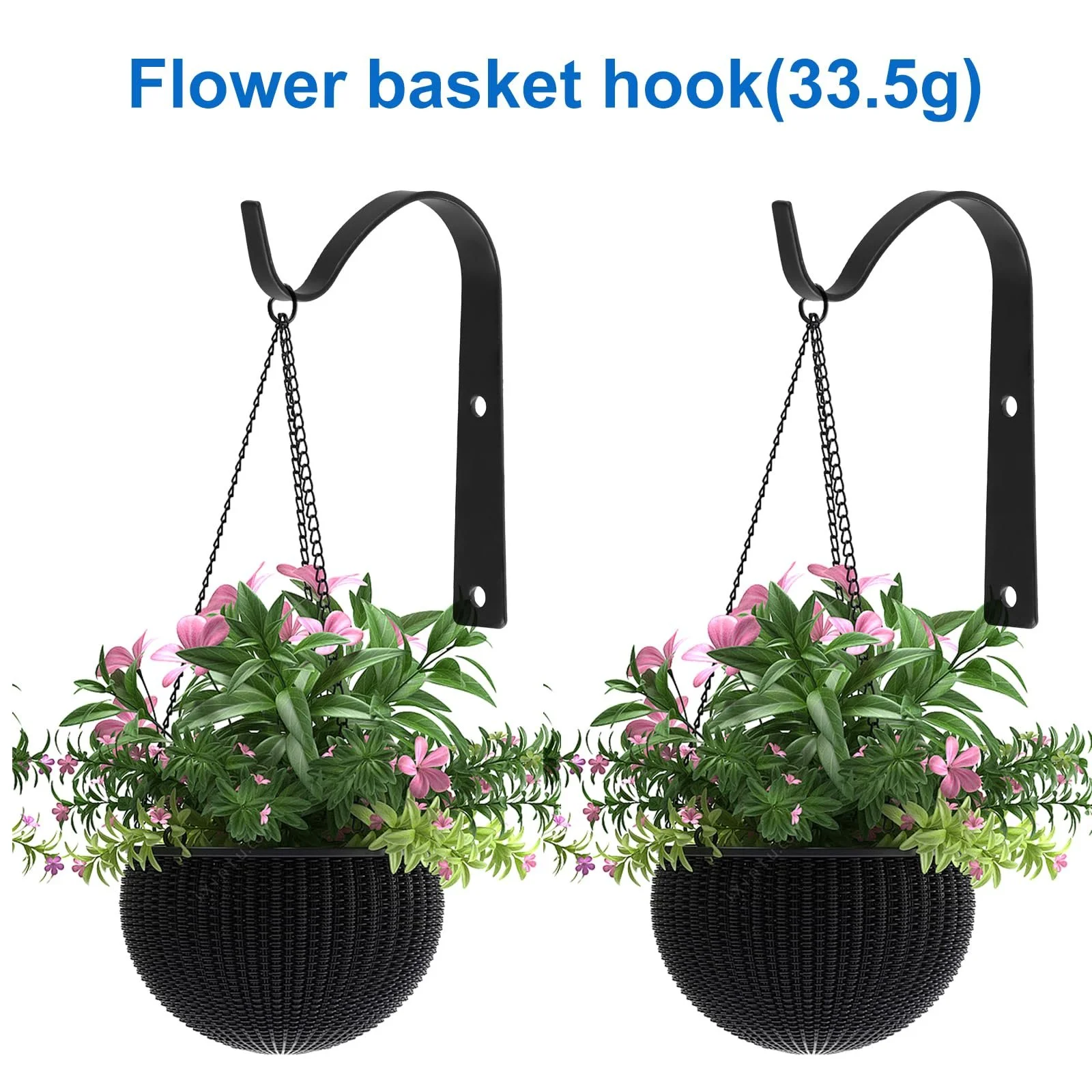 Кронштейни для рослин Joyan 4 шт. залізні настінні гачки з гвинтами Black, фото №3