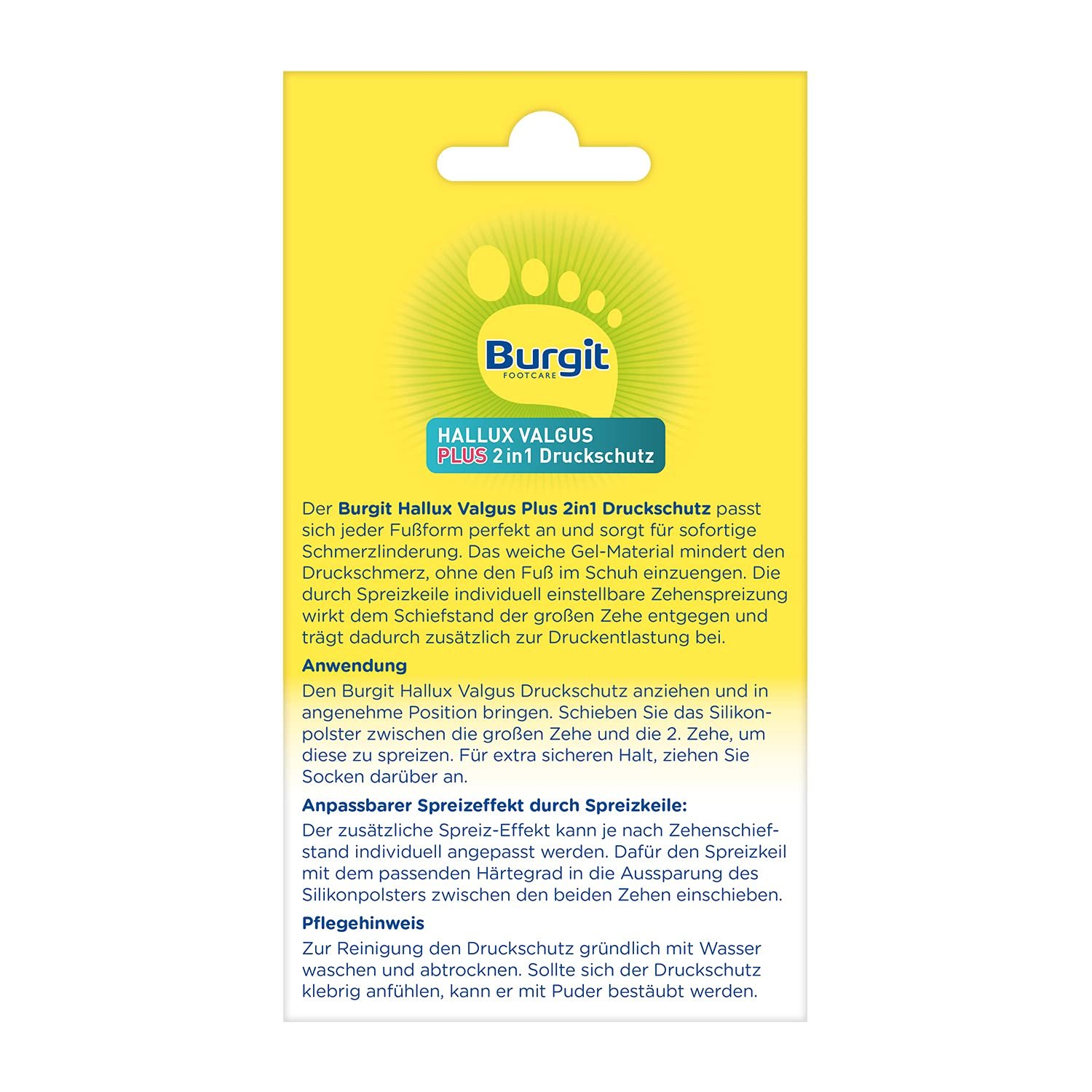 Защита от давления 2-в-1 Hallux Valgus Plus Burgit, 4 гелевые подушечки + 6 клиньев, фото №2