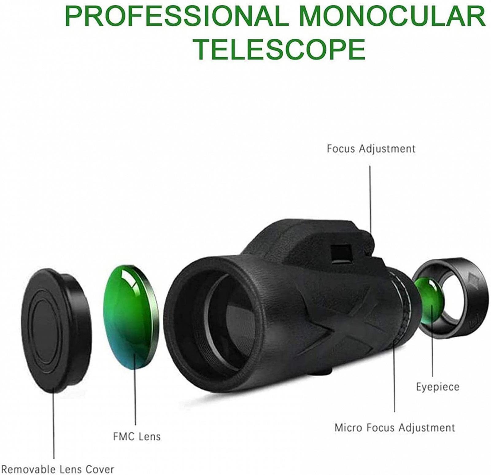 Монокуляр-телескоп 40x60 HD водонепроникний з тримачем для штатива, фото №7
