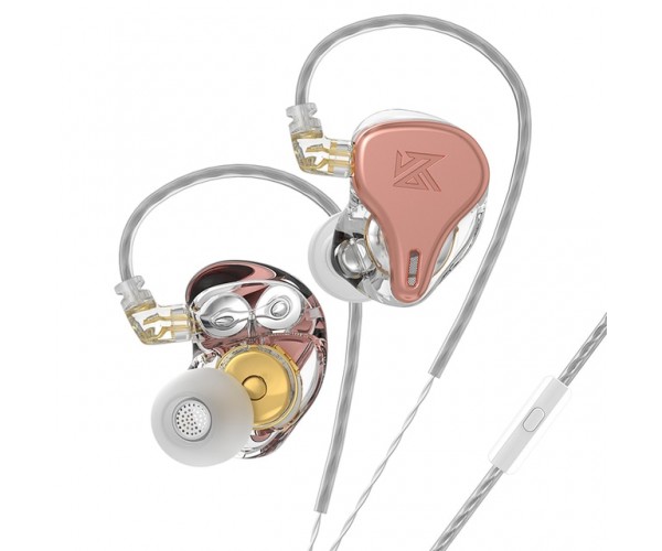 Динамічні навушники KZ DQ6S із мікрофоном Рожево-золотий, фото №1