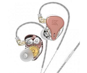 Динамічні навушники KZ DQ6S із мікрофоном Рожево-золотий - Фото 1