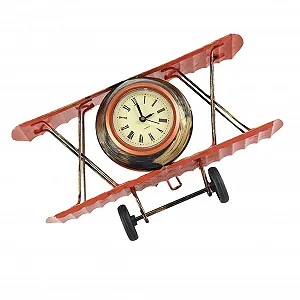 Часы Настольные PartyKindom Ретро Самолет Скульптура Винтажный Стиль - Фото 1