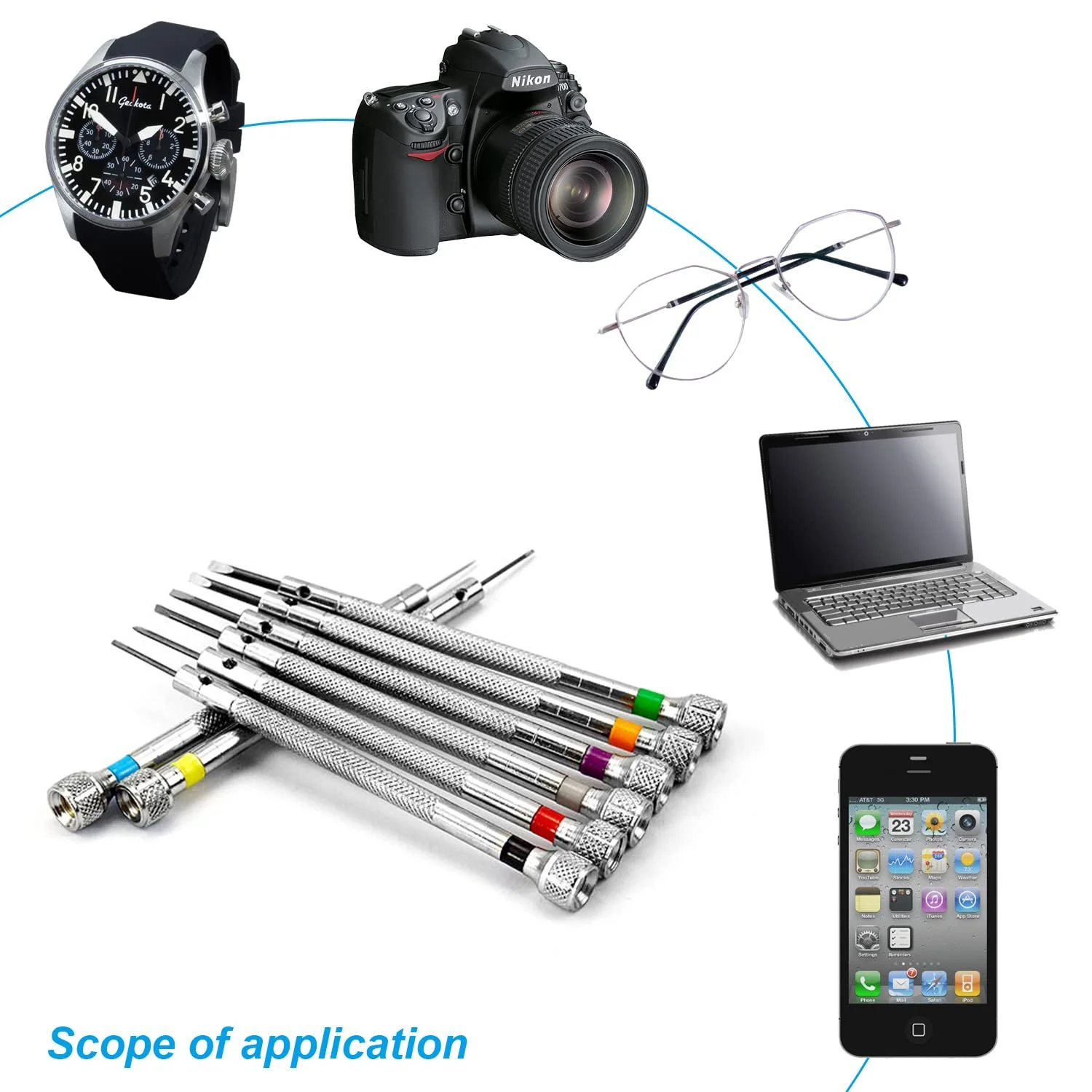 Набір годинникових викруток 13 прецизійний 13 шт. 0.6 мм - 2.0 мм з розмагнічувачем, фото №3