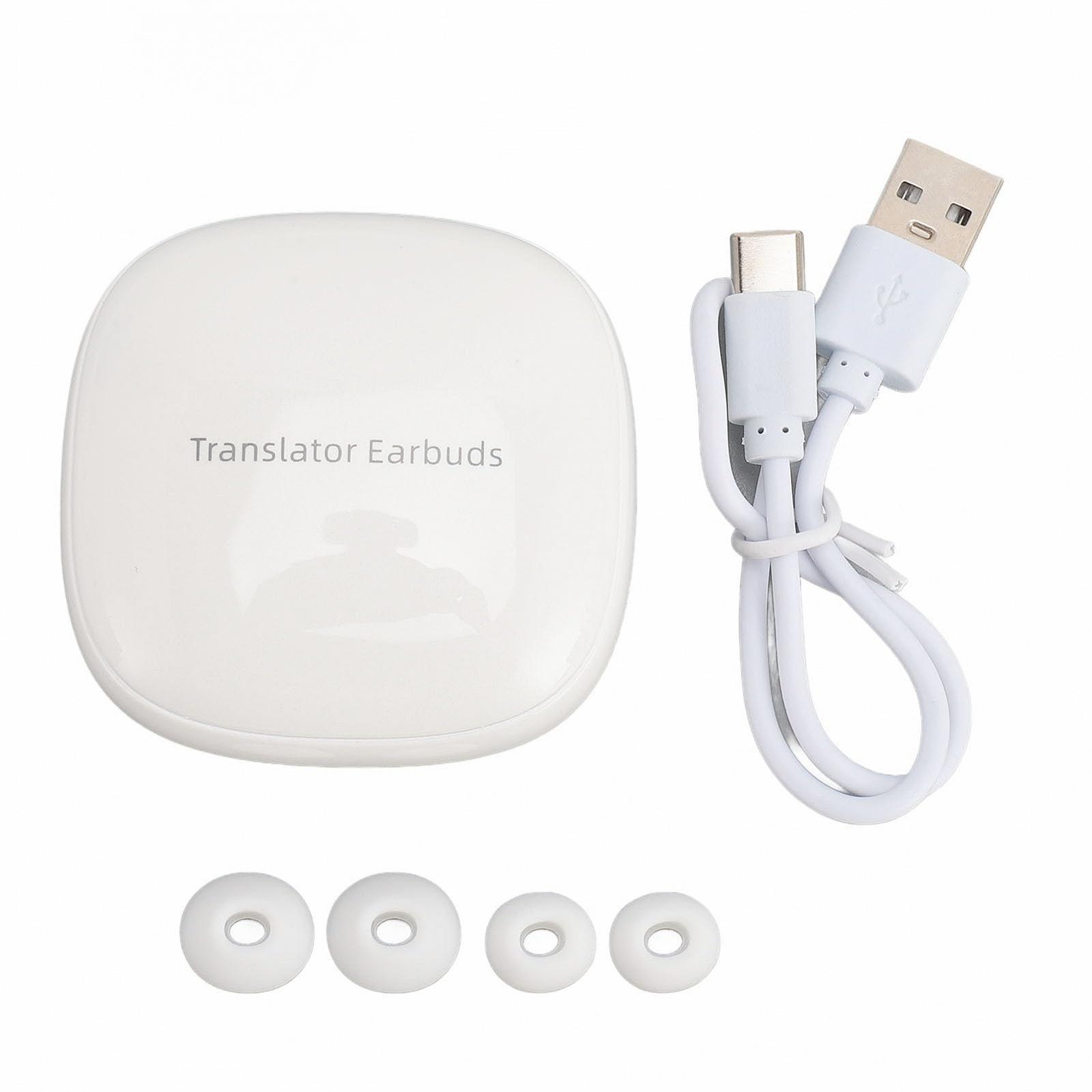 Наушники-переводчики Denash Многофункциональные, 144 языка, перевод в реальном времени, Bluetooth 5.0, сенсорное управление, шумоподавление для путешествий, бизнеса (белый), фото №6