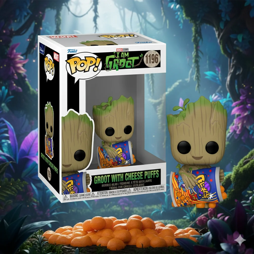 Фігурка Funko Pop Грут I am Groot Я Грут, Грут з сирними слойками Groot with Cheese Puffs Фанко поп 10 см №1196, фото №1