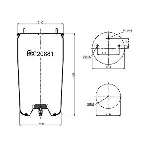 Пневморессора (баллон) FEBI BILSTEIN 20881 для SCANIA BPW SCHMITZ CARGOBULL - Фото 1