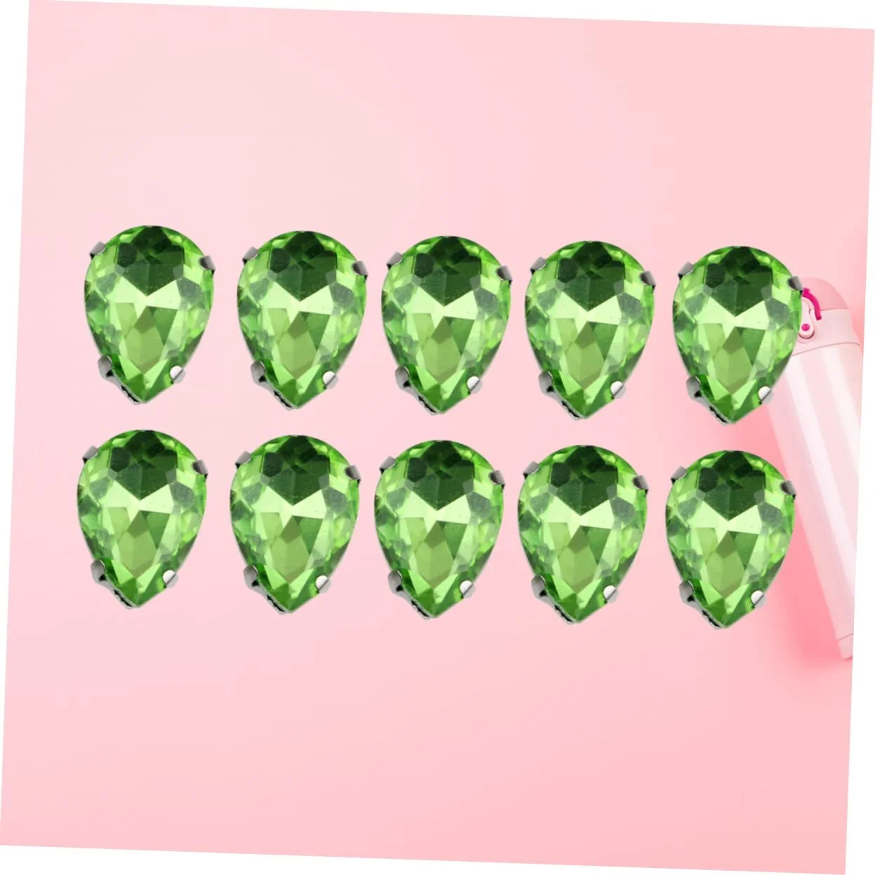 Стразы Водяные капли Tofficu, светло-зеленые, 50 шт., фото №3
