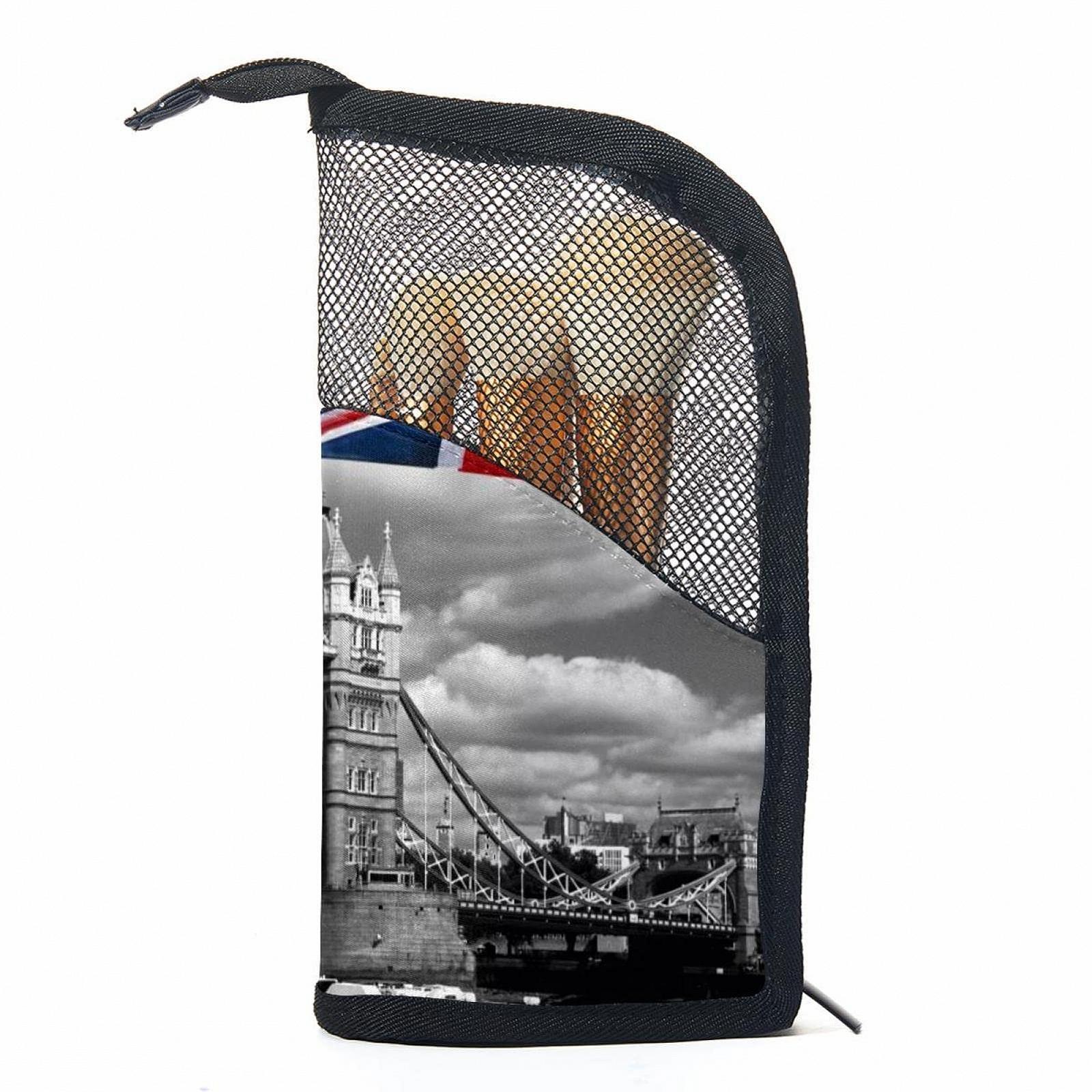 Набор кистей для макияжа в органайзере с рисунком 'Building Bridge British Flag', 12 шт., фото №1