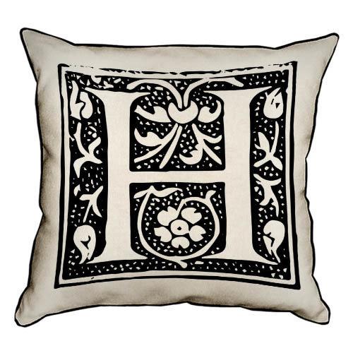 Подушка с мешковины Letter H 45x45 см 45PHB_ABC015_WH, фото №1