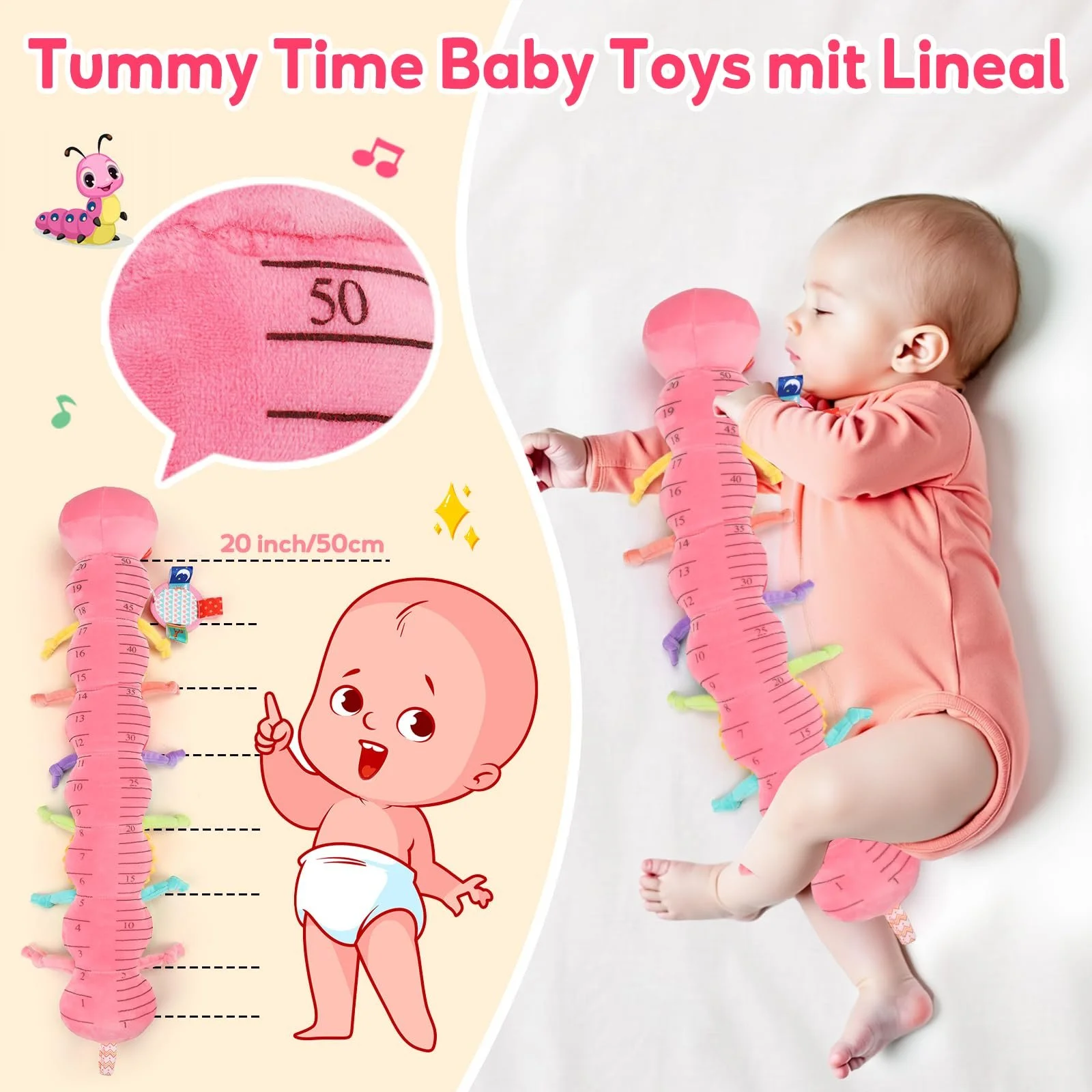 Игрушка для малышей Гусеница Музыкальная игрушка, Сенсорная игрушка Монтессори Погремушка Зеркало, фото №4 Игрушка для малышей Гусеница Музыкальная игрушка, Сенсорная игрушка Монтессори Погремушка Зеркало, фото №4