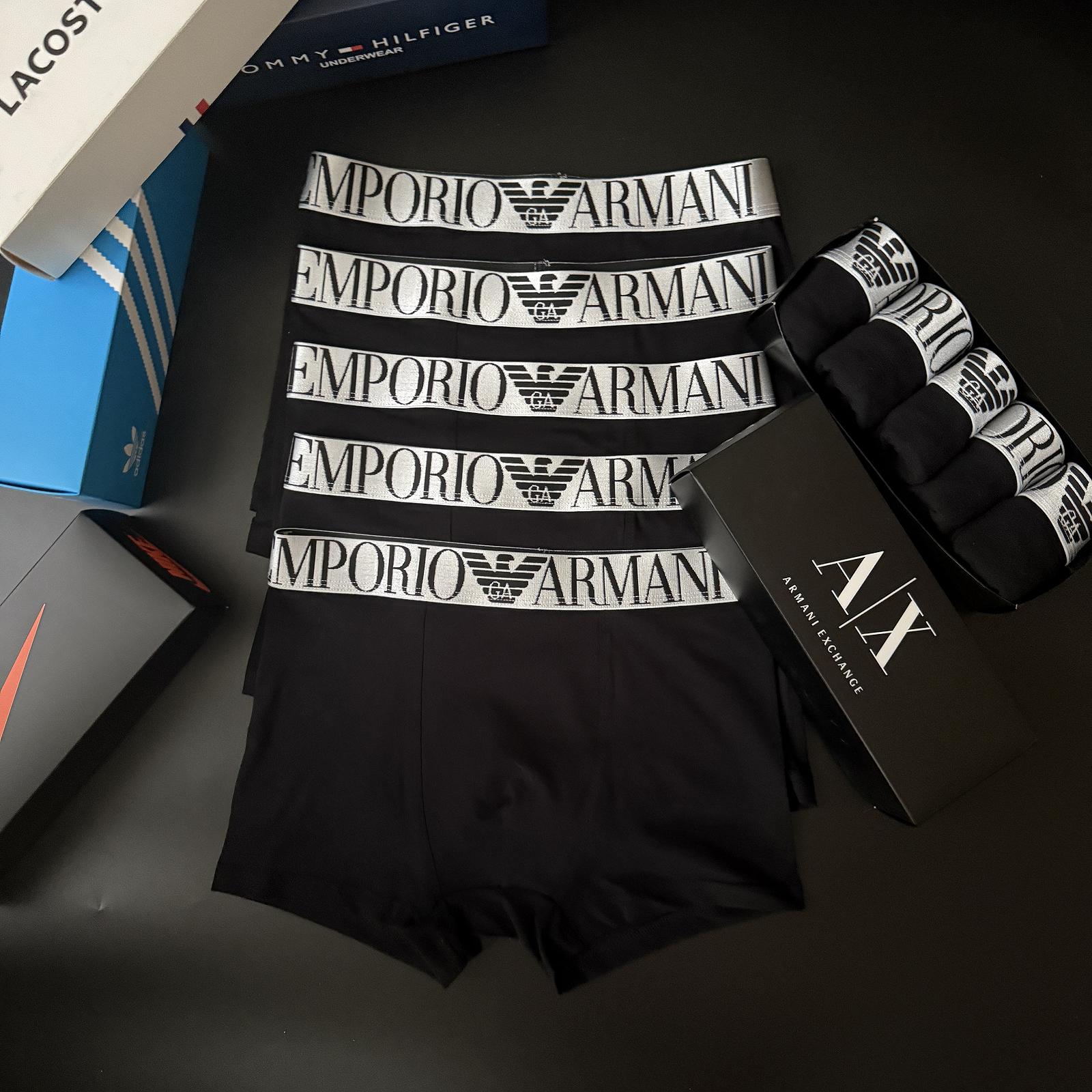 Чоловічі труси боксери Emporio Armani чорні упаковка 5 штук, фото №1
