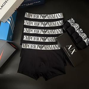 Чоловічі труси боксери Emporio Armani чорні упаковка 5 штук - Фото 1