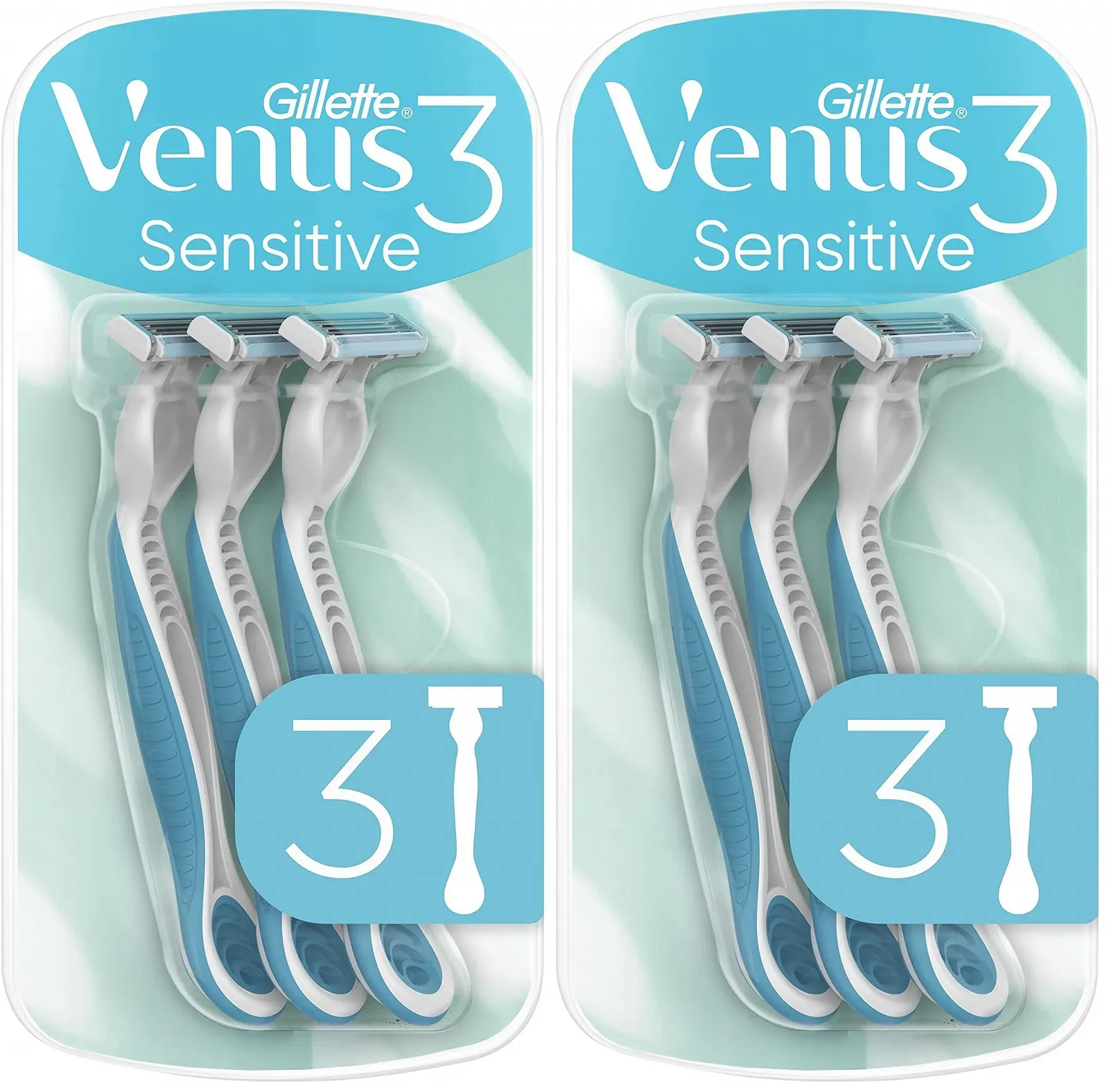 Одноразовые бритвы женские Gillette Venus 3 Sensitive 2 шт., фото №1 Одноразовые бритвы женские Gillette Venus 3 Sensitive 2 шт., фото №1