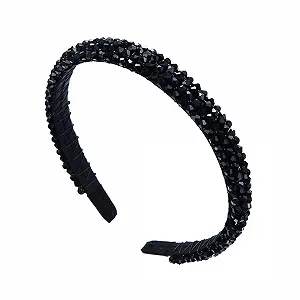 Жіночий обруч для волосся з кристалами Чорний - Фото 1