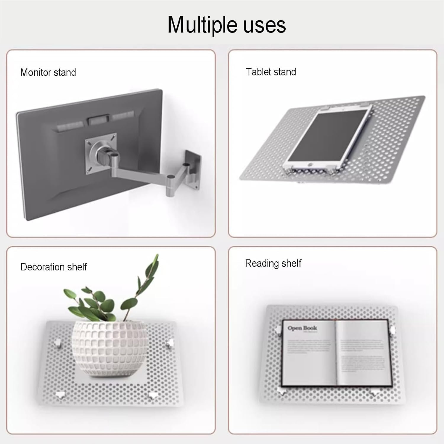 Регулируемая Подставка для Ноутбука настенная, Вентилируемая Подставка для Ноутбука, Полностью Подвижная, Вращающаяся Подставка для Ноутбука, с Отделением для Мыши, Поддерживает до 8 кг, фото №7