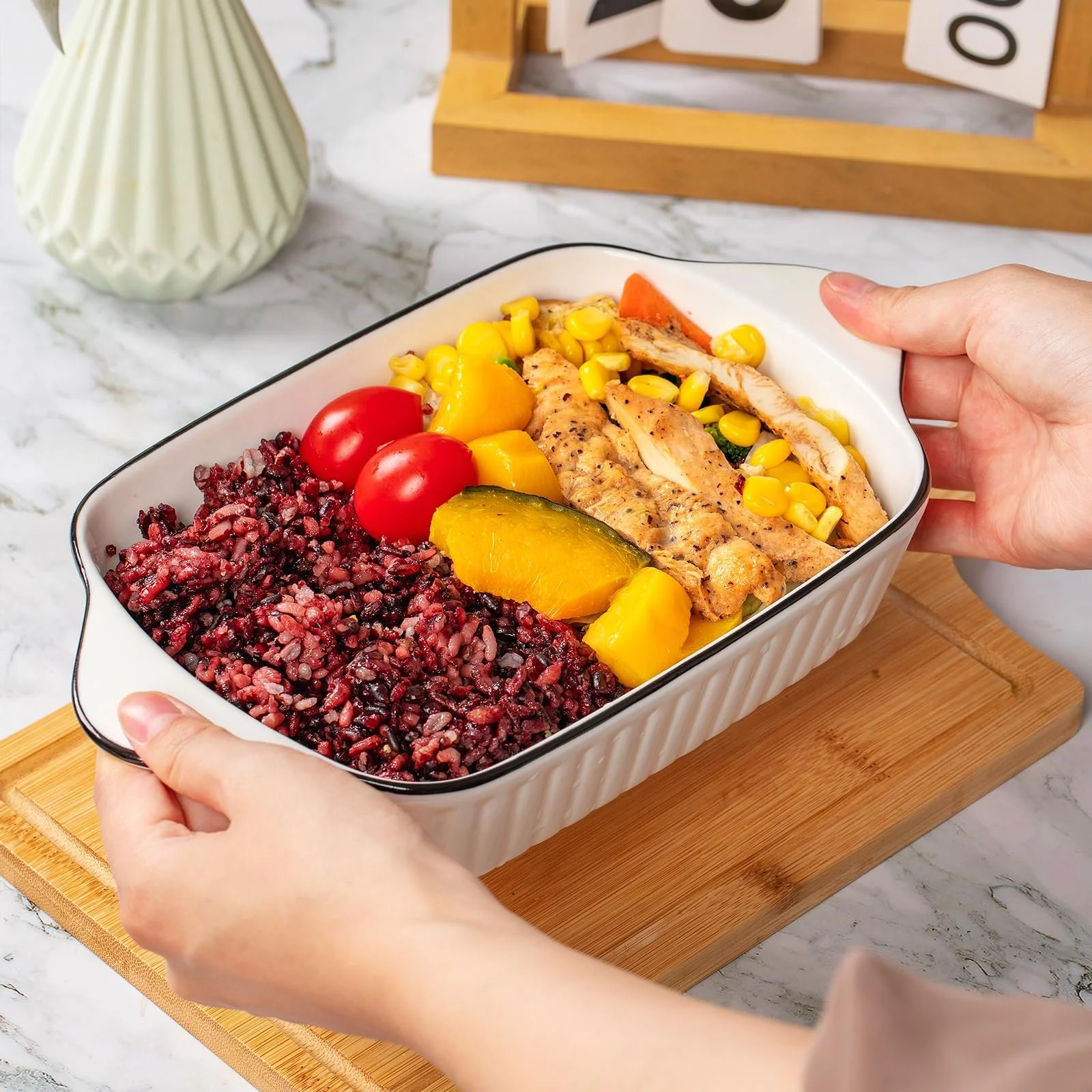 Формы для запекания 2 шт 26.5 см прямоугольные керамические с ручками для лазаньи, фото №5