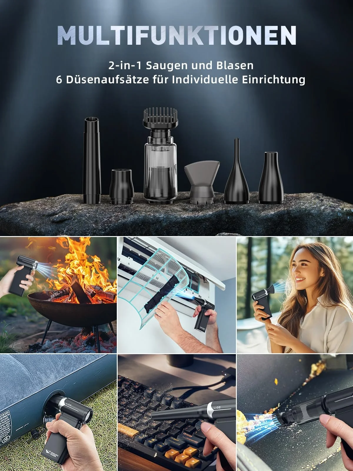 Електрична повітродувка Smiling Shark J02 Super Power 150,000 rpm 8000 mAh Чорний, фото №4 Електрична повітродувка Smiling Shark J02 Super Power 150,000 rpm 8000 mAh Чорний, фото №4