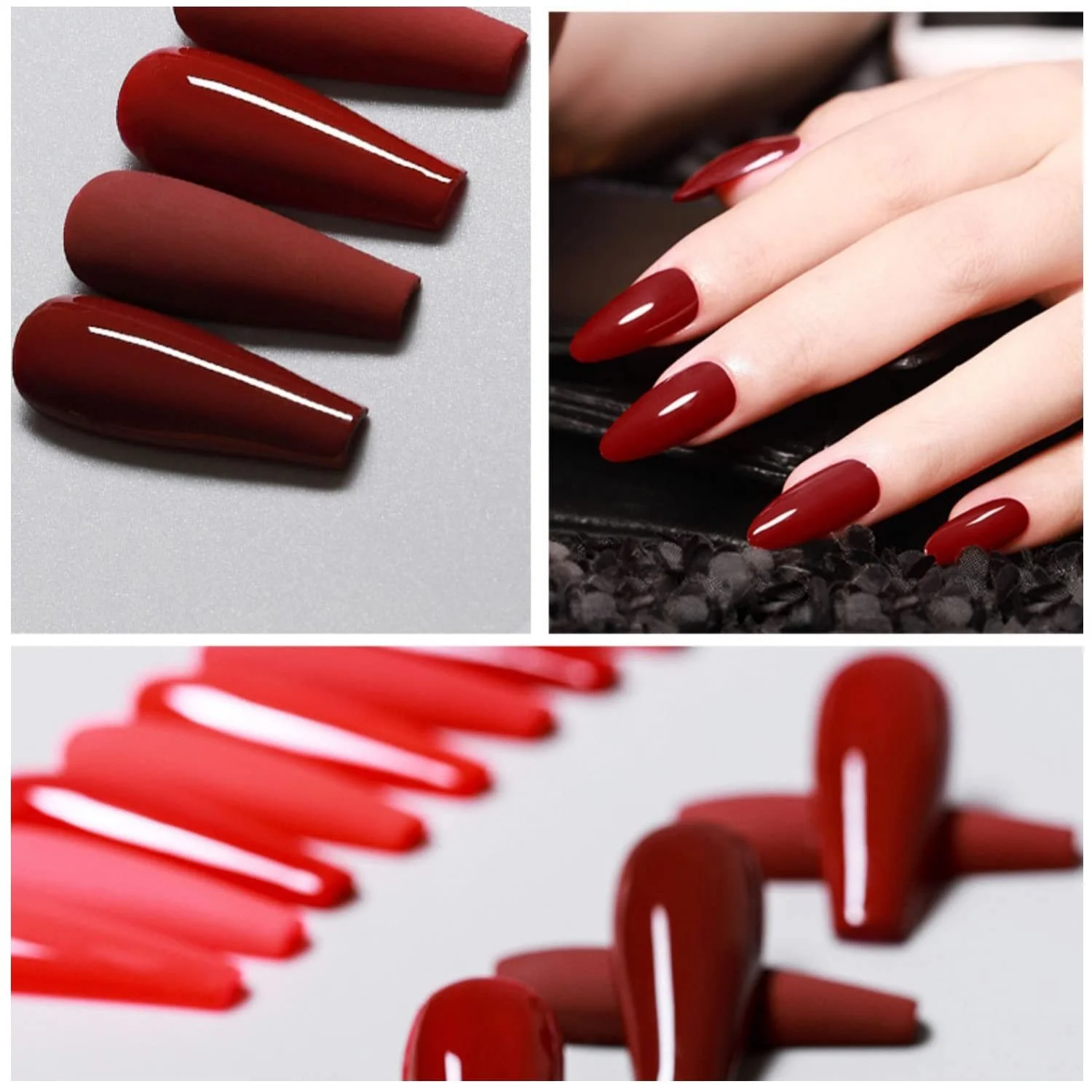 Гель-лак Vishine Набір 48W LED Лампа Базове та Верхнє покриття 4 Відтінки Червоного Колір, фото №7