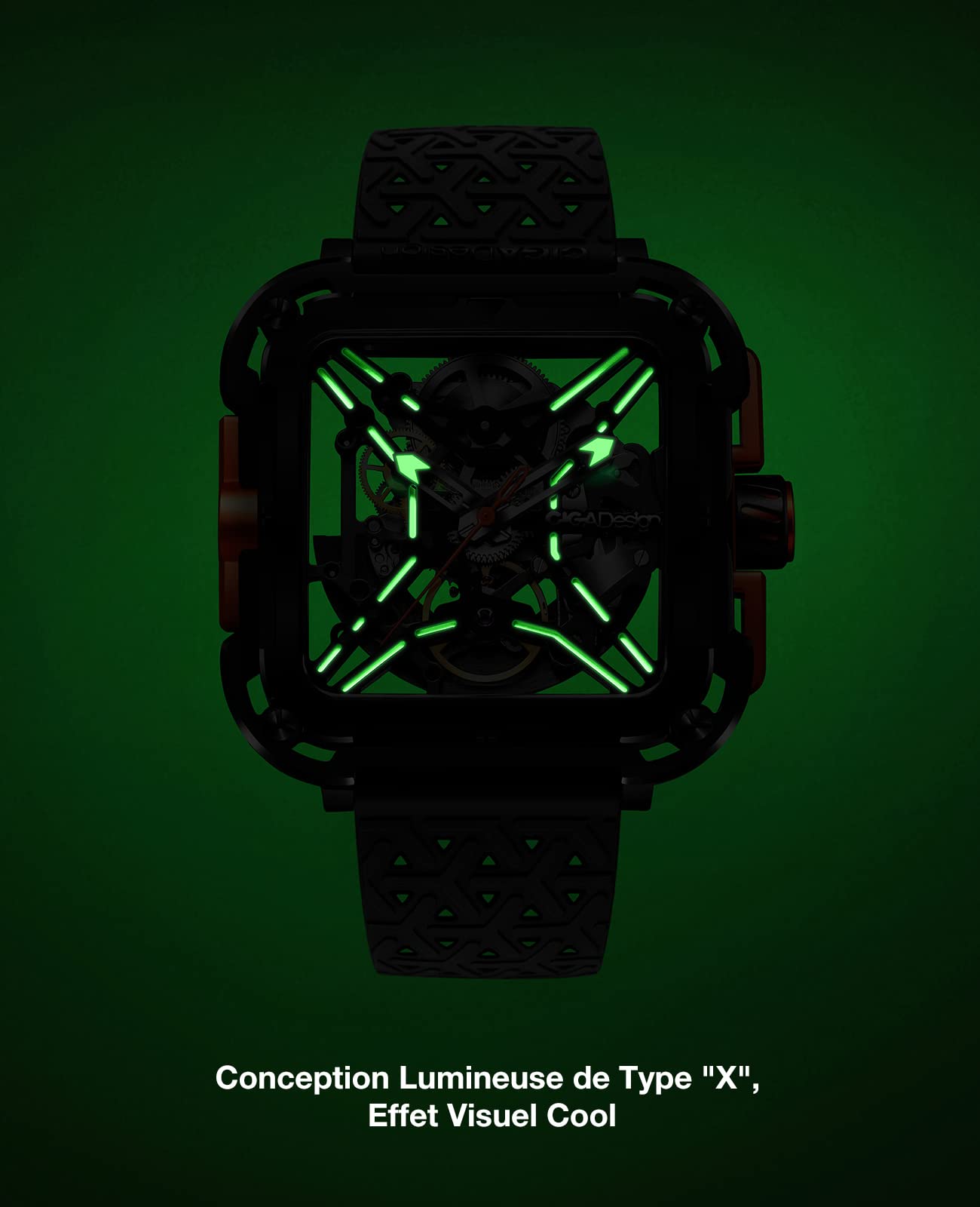 Часы CIGA Design X Series Автоматические Нержавеющая сталь Механические Скелетон с сапфировым стеклом с нейлоновым и силиконовым ремешком, фото №5 Часы CIGA Design X Series Автоматические Нержавеющая сталь Механические Скелетон с сапфировым стеклом с нейлоновым и силиконовым ремешком, фото №5