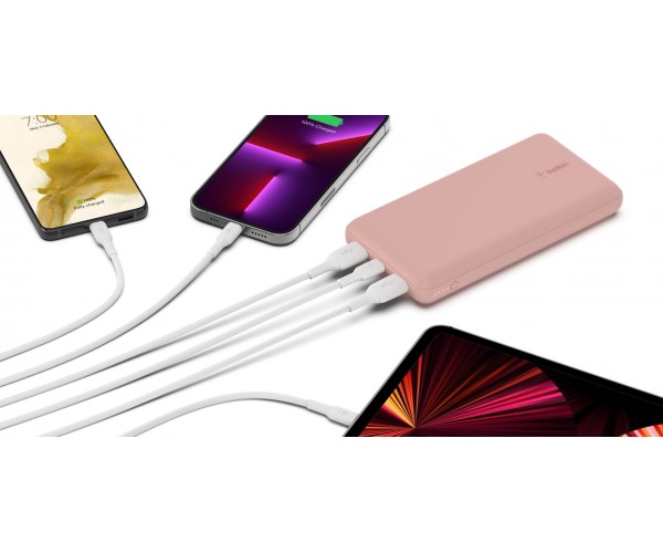 Belkin Портативний зарядний пристрій 20000mAh 15W Dual USB-A USB-C rose gold, фото №3