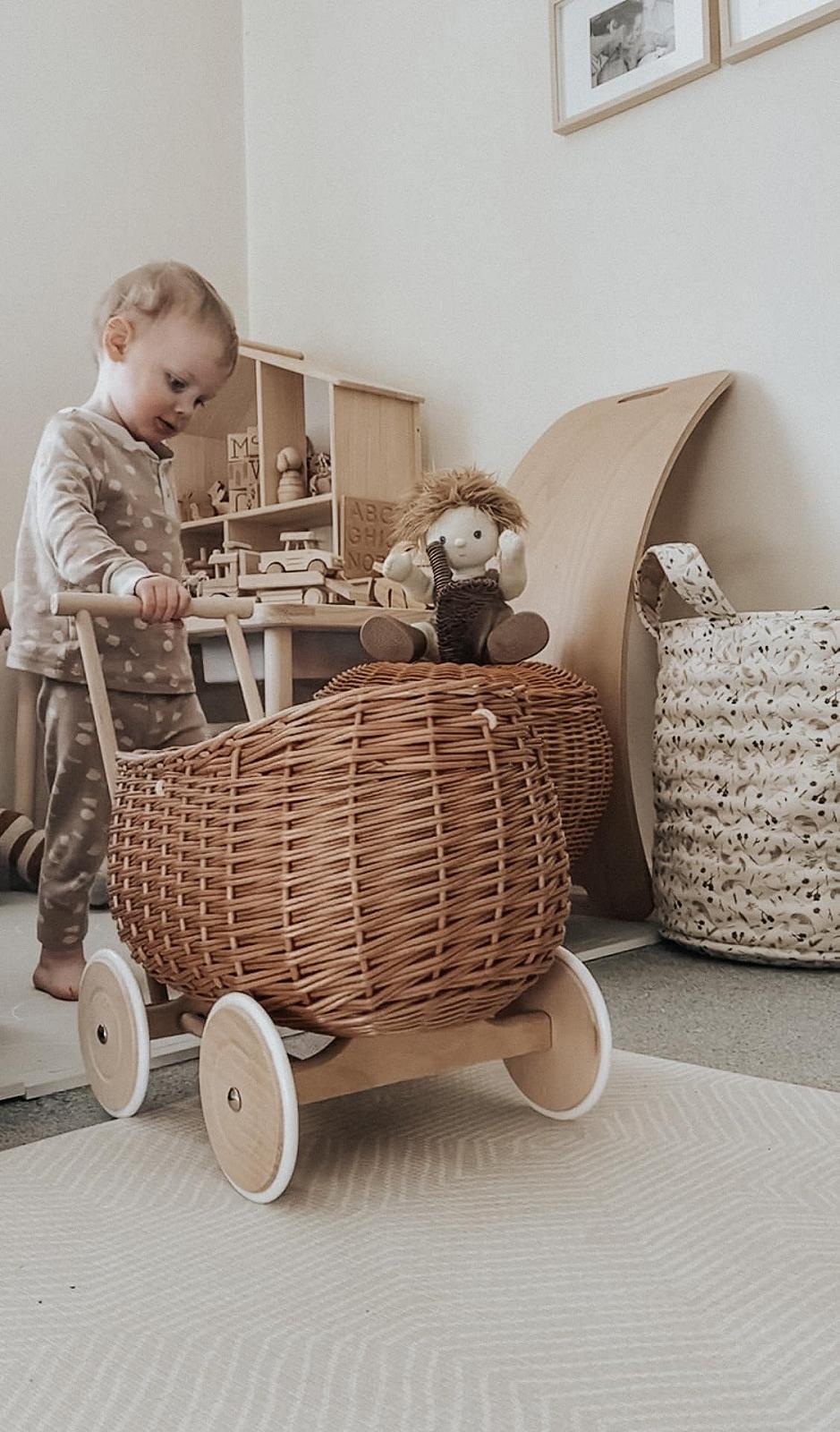 Візок e-wicker24 Wicker Trolley Pendant Basket Doll's Pram Walker Натуральний, фото №8