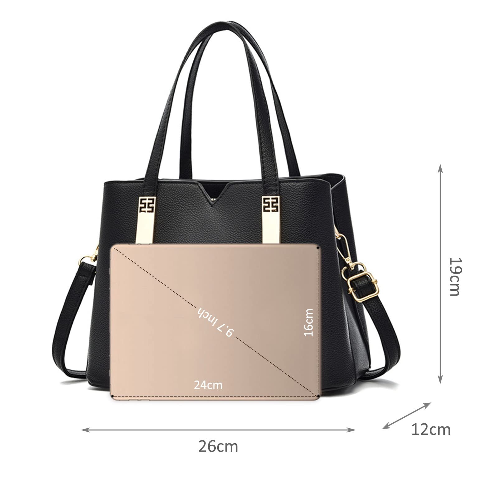 Сумка Nicole & Doris, жіноча, елегантна, тоут, зі штучної шкіри, чорна, фото №6