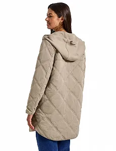 Жіноче пальто стьобане з капюшоном synthetic.ua - Фото 1