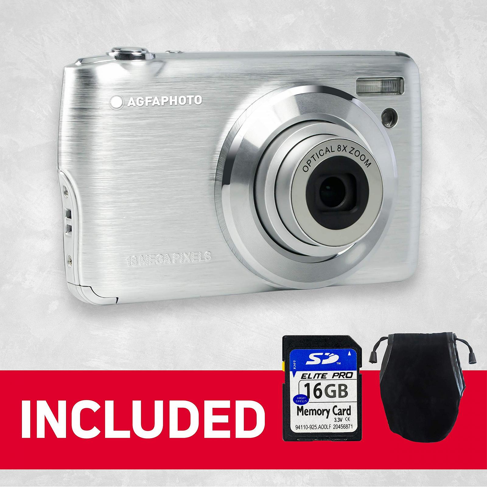 Компактная камера AGFA PHOTO Realishot DC8200, 18 Мп, Full HD видео, 2.7-дюймовый ЖК-экран, 8-кратный оптический зум, литиевая батарея и SD-карта 16 ГБ - Серебристый, фото №4