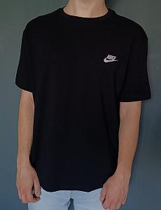 Черная хлопковая футболка Nike унисекс - Фото 1