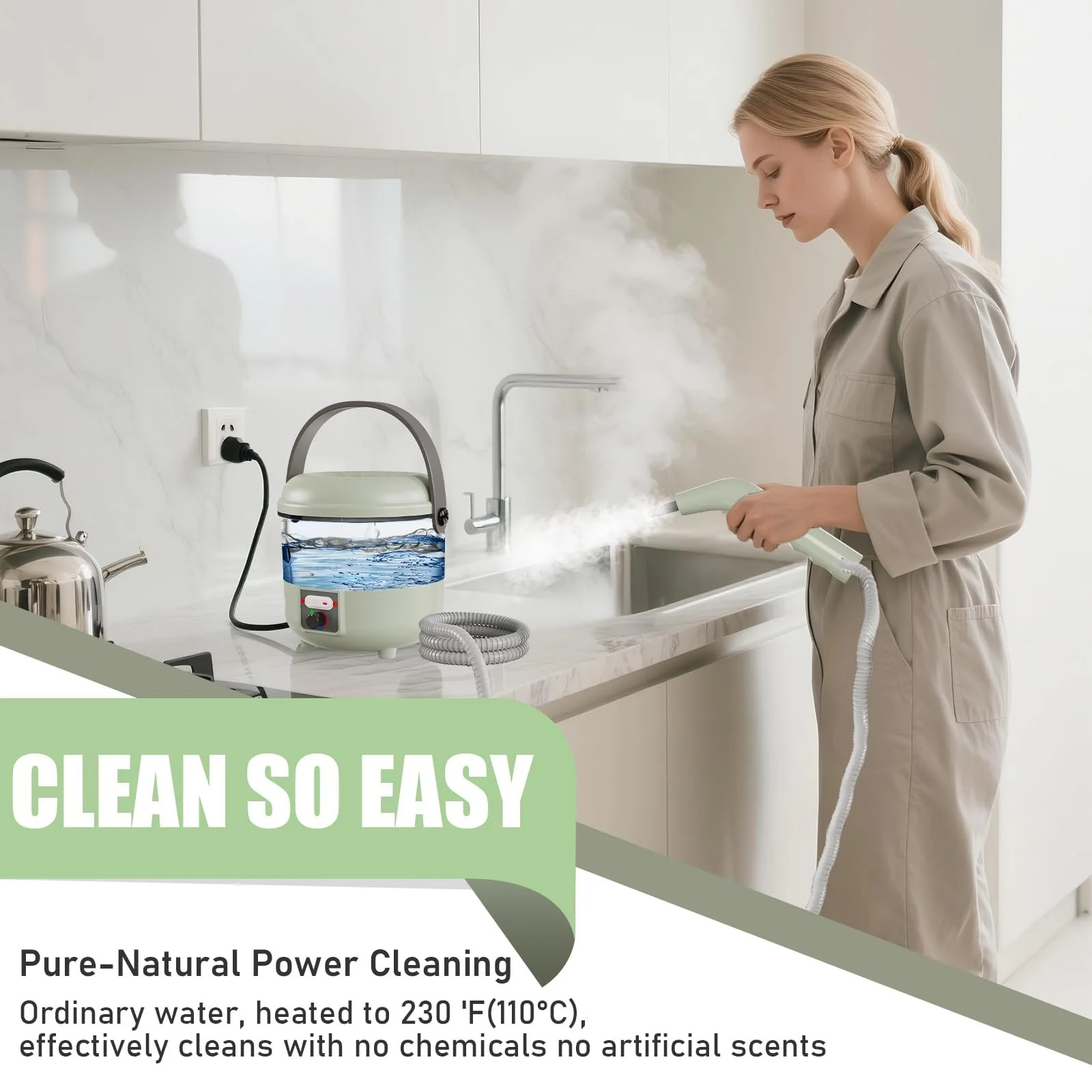 Ручний пароочисник 2500 Вт 6 насадок 1.6 л для меблів та кухні, фото №4 Ручний пароочисник 2500 Вт 6 насадок 1.6 л для меблів та кухні, фото №4