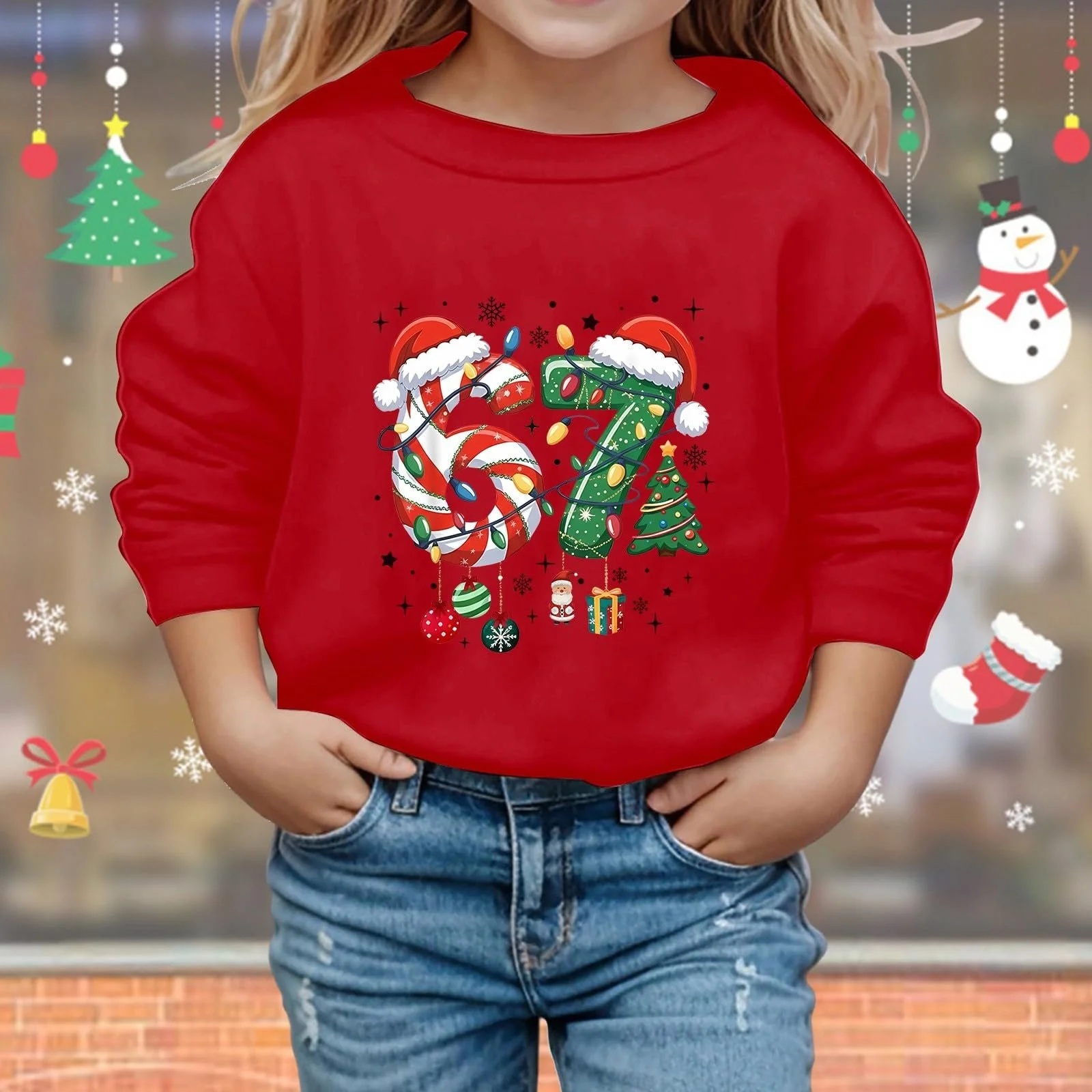 Світшот для дівчинки з довгими рукавами та круглим вирізом з графічним принтом, фото №3