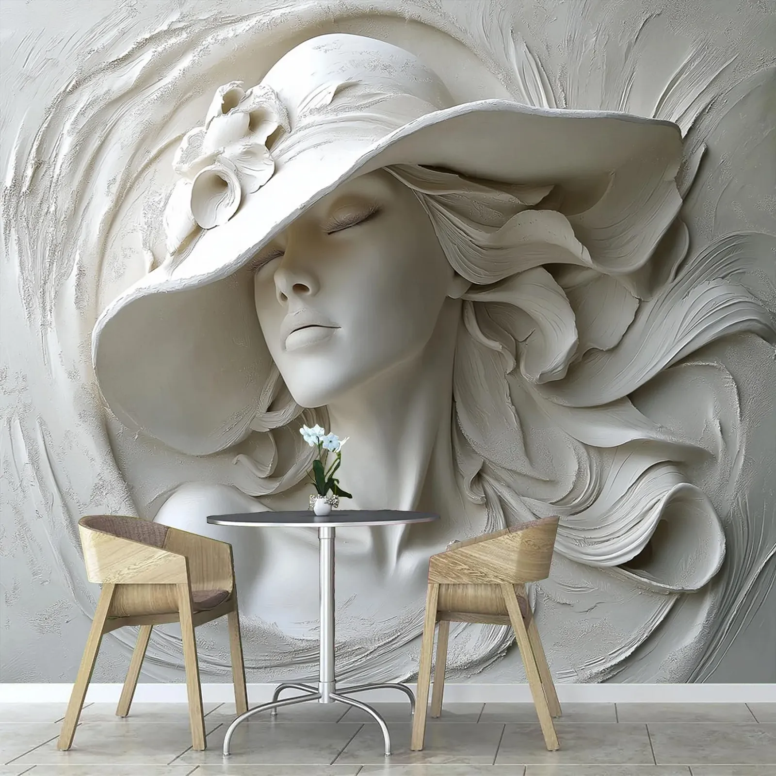 Фотообои 3D Рельеф Женщина в шляпе Современный дизайн 350 x 256 см, фото №2