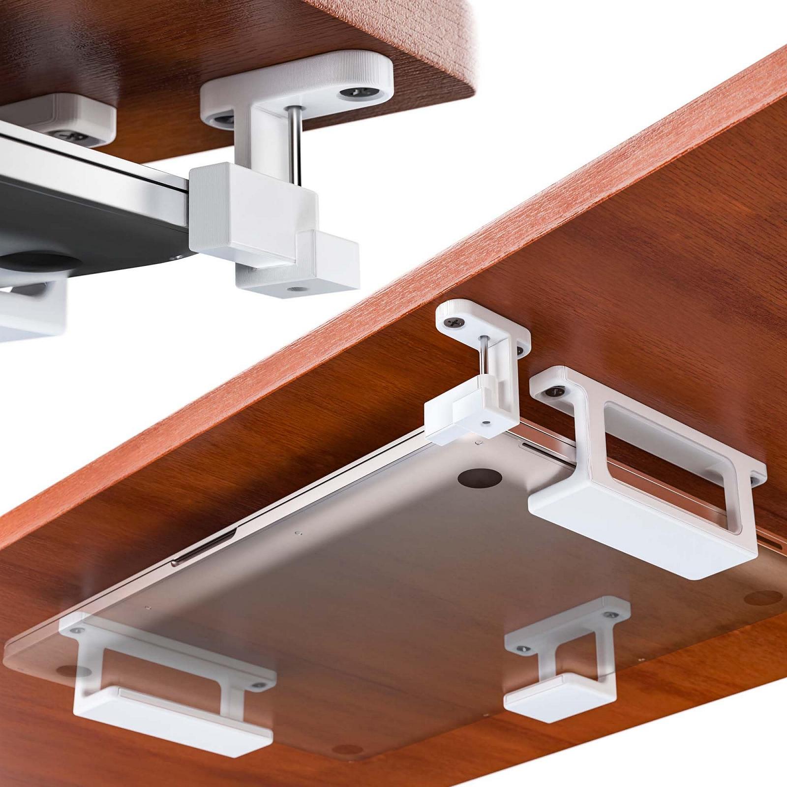 Держатель для ноутбука Mobilefox Под стол Кронштейн Полка с защитой от падения для Notebook MacBook 0-35 мм Белый, фото №1