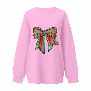 Рождественский Топ Женский UK-Sweatshirts Повседневный 2025 Рождественские Свитшоты Милый Пуловер с Елкой Смешной Принт Санты Топы 2024 Осень и Зима synthetic.ua - Фото 1