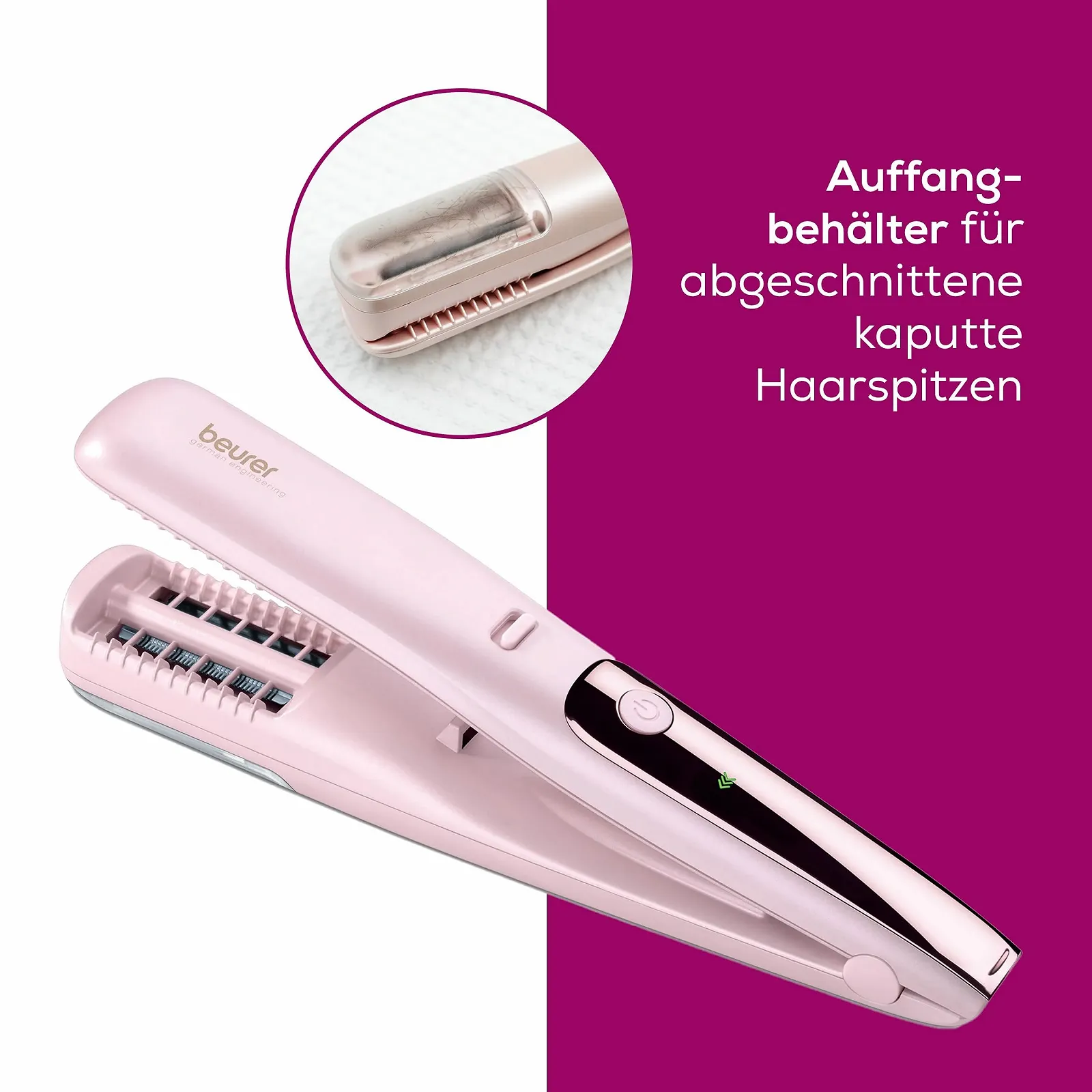 Прилад для видалення посічених кінчиків Beurer HT 22 LED дисплей Рожевий, фото №3 Прилад для видалення посічених кінчиків Beurer HT 22 LED дисплей Рожевий, фото №3