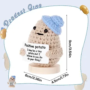 Funny Positive Potato 9 см Вязаная картошка с картой поддержки (Голубая шапка) synthetic.ua - Фото 1
