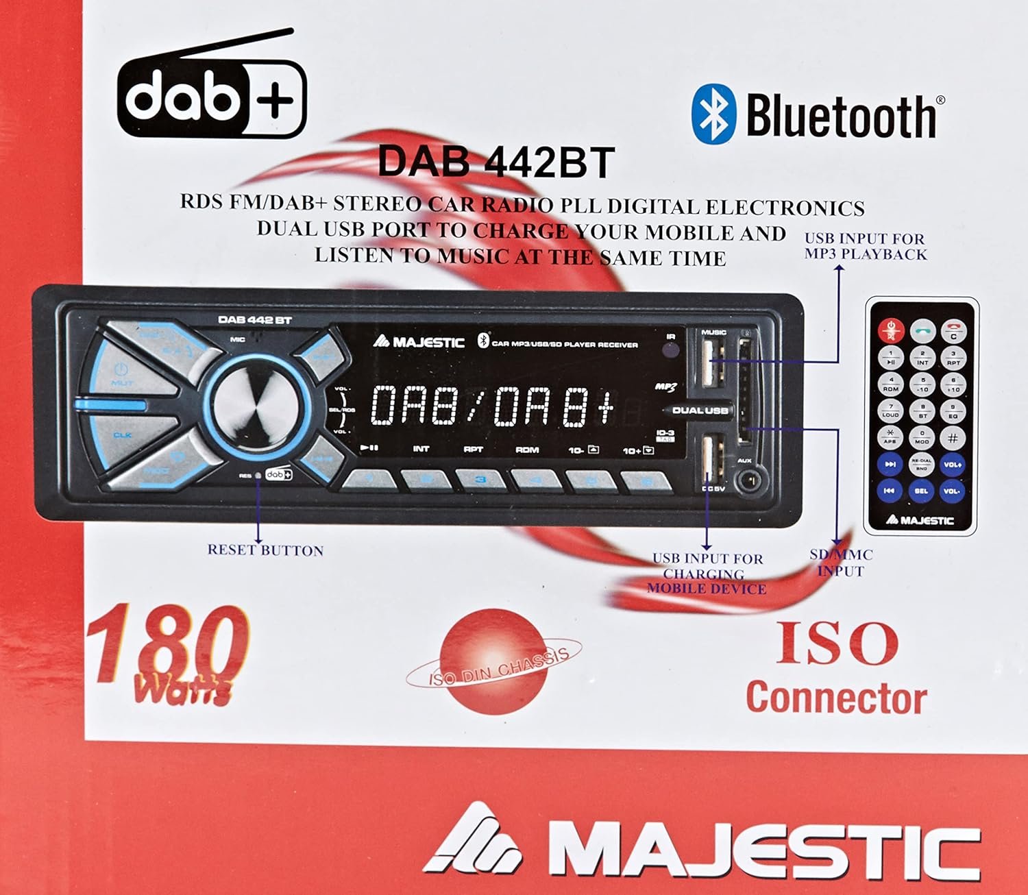 Автомагнітола Majestic DAB-442BT / Bluetooth / USB / AUX / SD slot / DAB+, фото №8