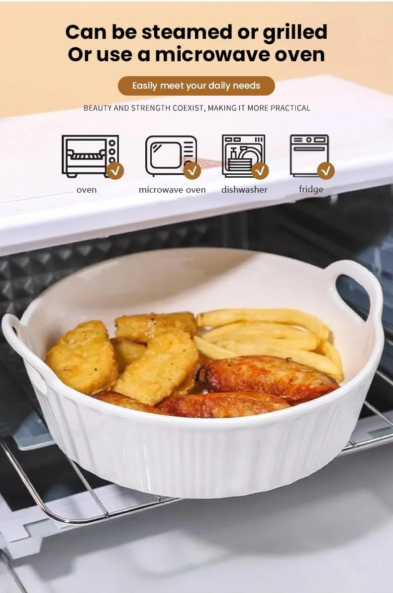 Форма для запекания Kbotiques Круглая Керамическая 600 мл Белая, фото №7 Форма для запекания Kbotiques Круглая Керамическая 600 мл Белая, фото №7